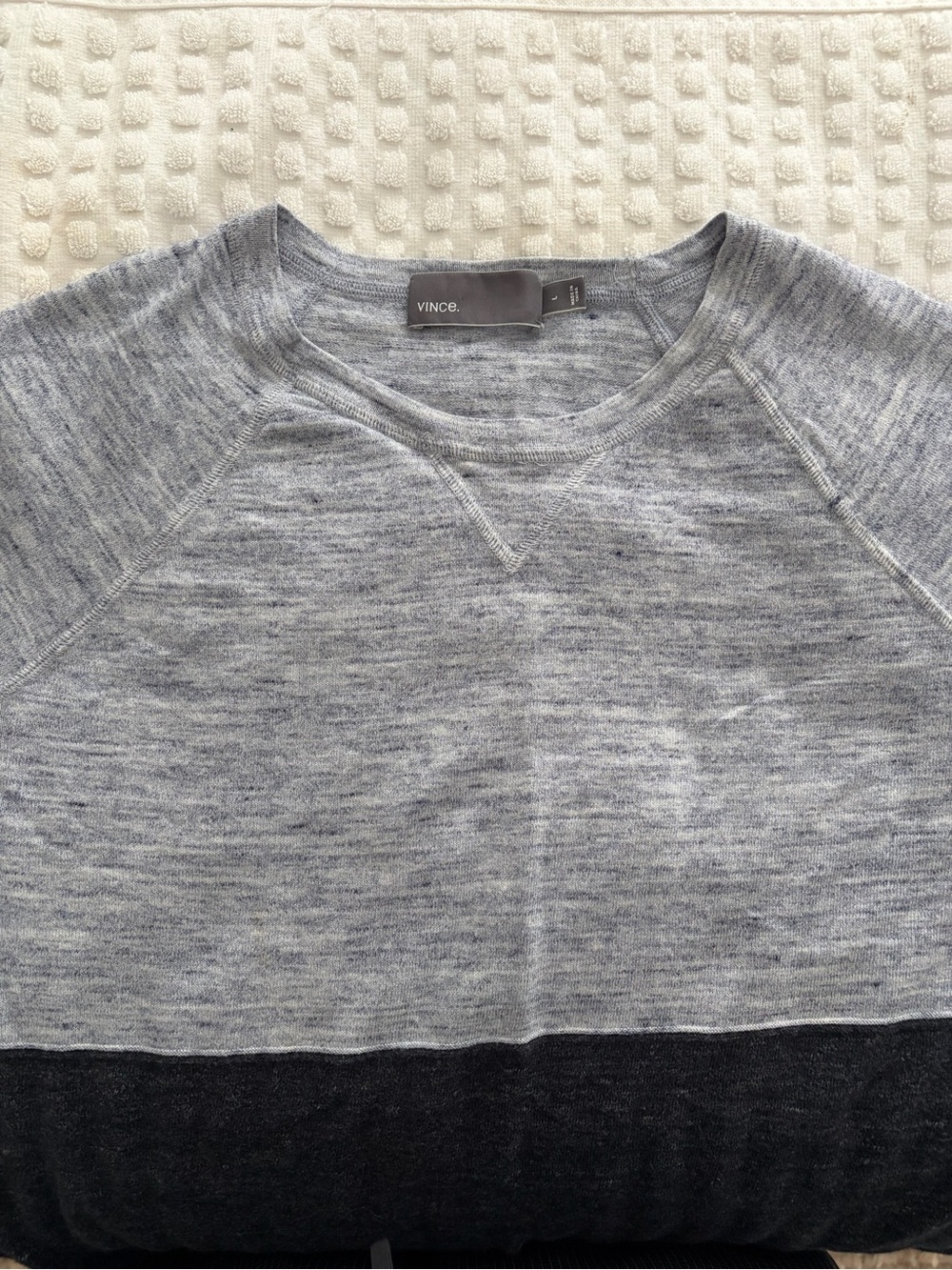 Vince Two-Tone Gray and Charcoal Crewneck Sweater
